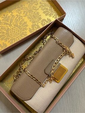 Miu‎ Miu Two-Tone Beige and Cream Leather Chain Wallet